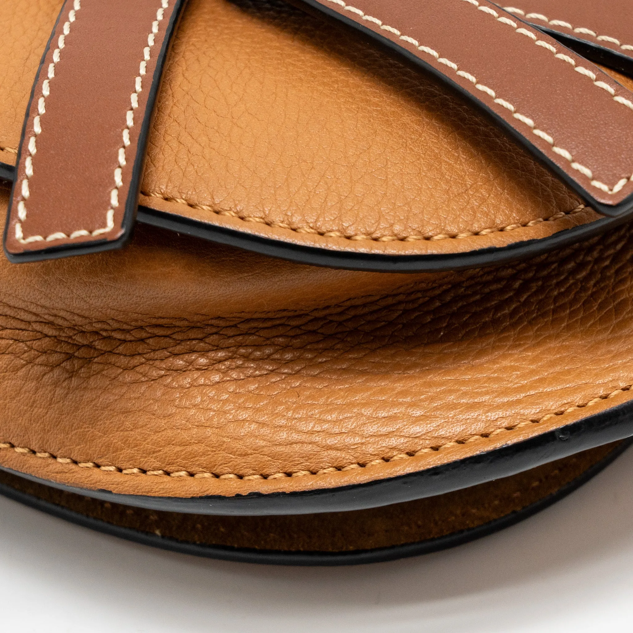Loewe Mini Gate Bag Grained Calfskin Brown GHW