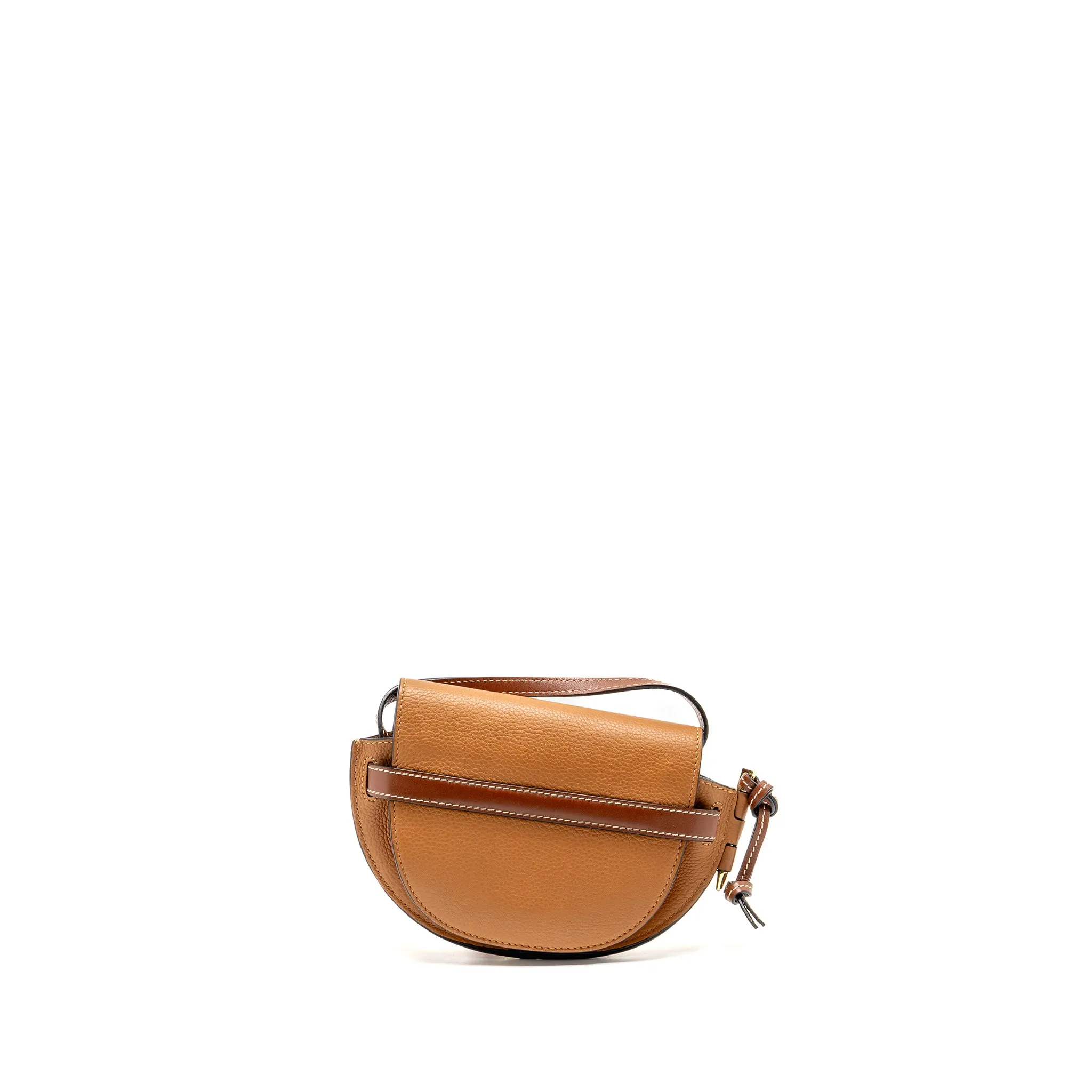 Loewe Mini Gate Bag Grained Calfskin Brown GHW