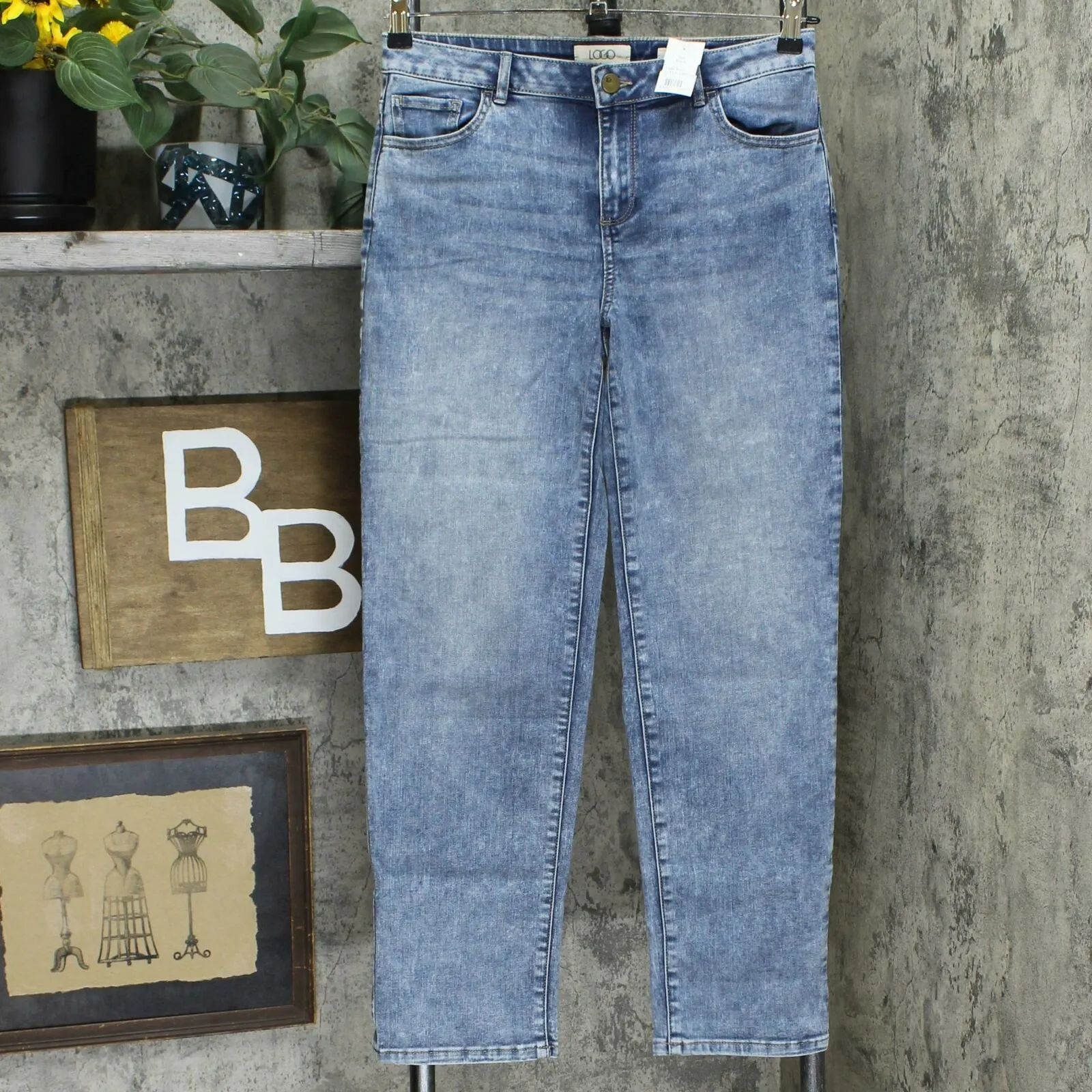 LOGO by Lori Goldstein Women's Refined Boyfriend Jeans with Cloud Wash