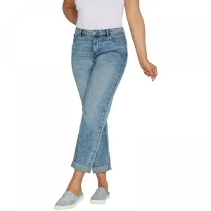LOGO by Lori Goldstein Women's Refined Boyfriend Jeans with Cloud Wash