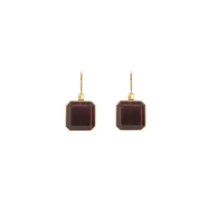 Lola Brooks <br> 18k Gold & Garnet Cube Drop Earrings