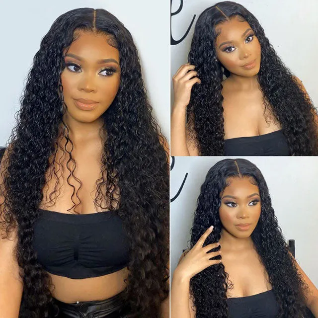 Long Length Curly Natural Black 13x4 Lace Frontal Human Hair Wig