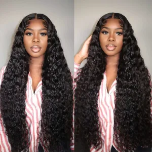 Long Length Curly Natural Black 13x4 Lace Frontal Human Hair Wig