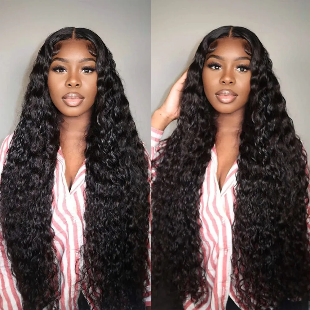 Long Length Curly Natural Black 13x4 Lace Frontal Human Hair Wig