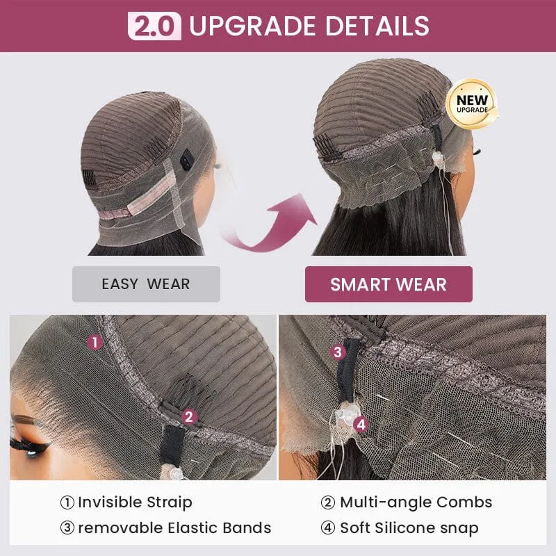 Long Straight Natural Black 360 Lace Frontal Free Part Ponytail Style Human Hair Wig