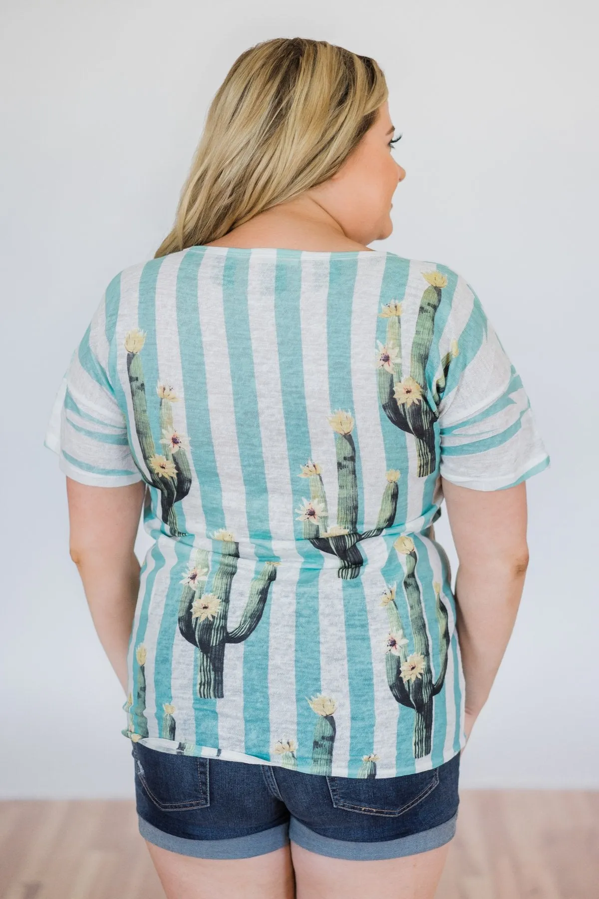 Looking Sharp Cactus Top- Aqua