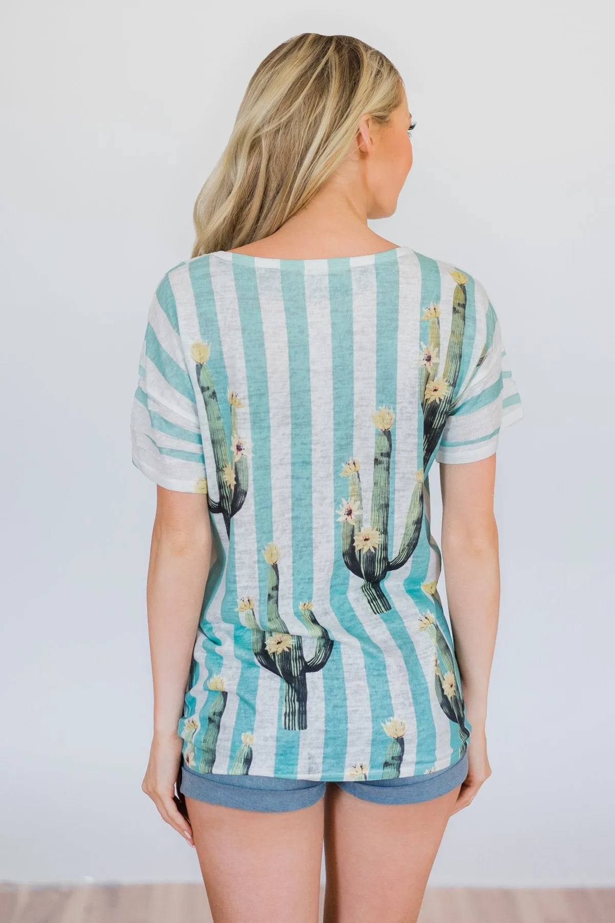 Looking Sharp Cactus Top- Aqua