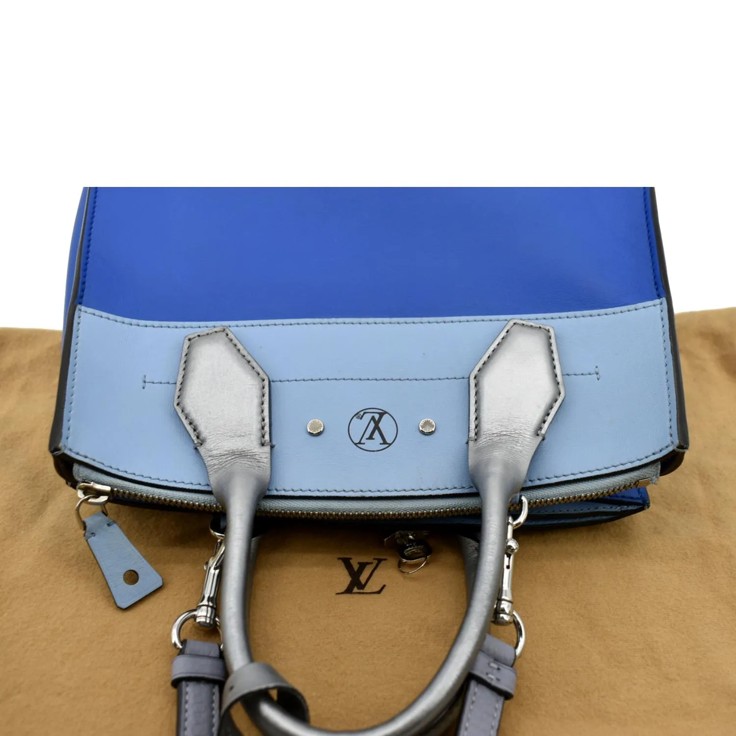 LOUIS VUITTON City Steamer Leather Shoulder Tri Color Bag Blue