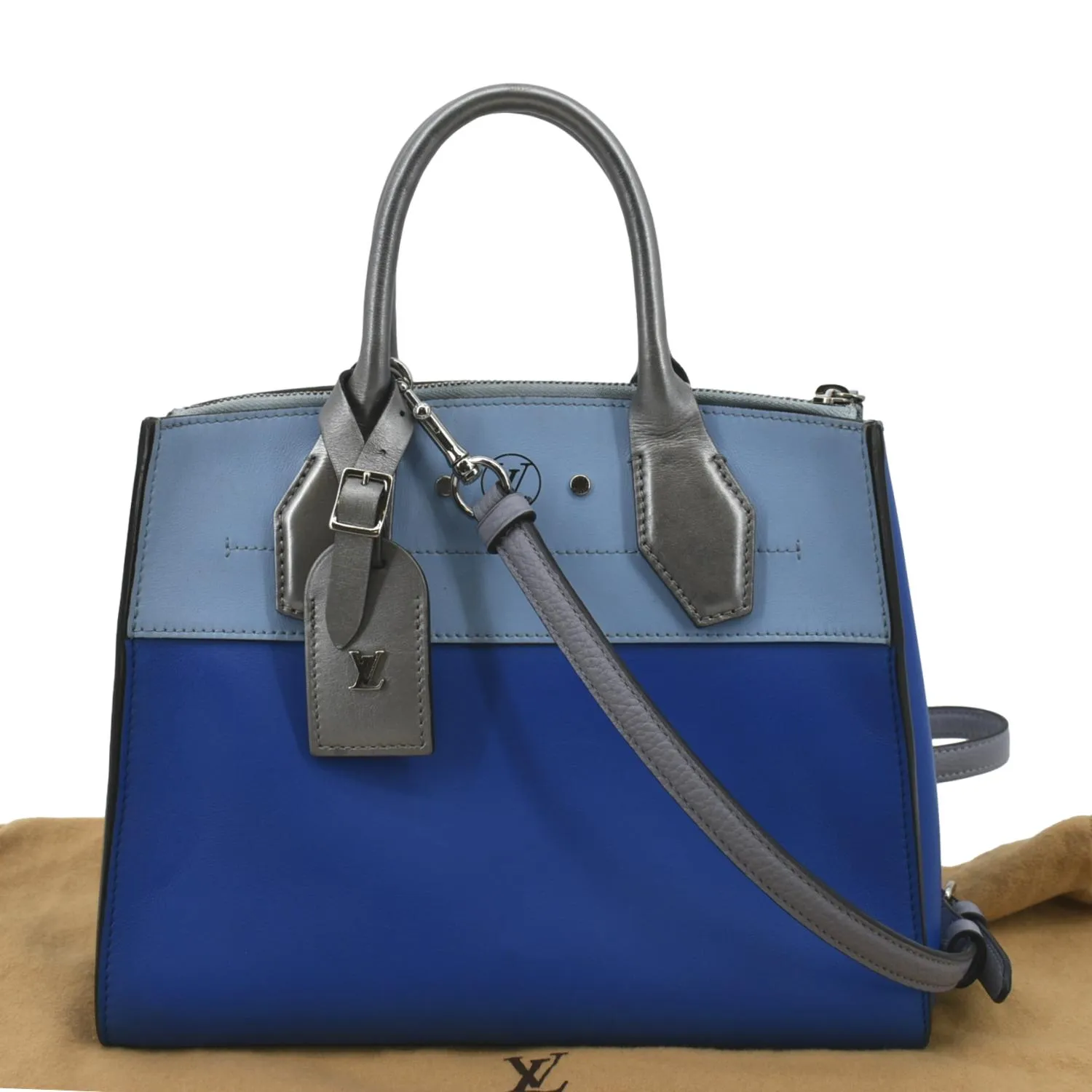 LOUIS VUITTON City Steamer Leather Shoulder Tri Color Bag Blue