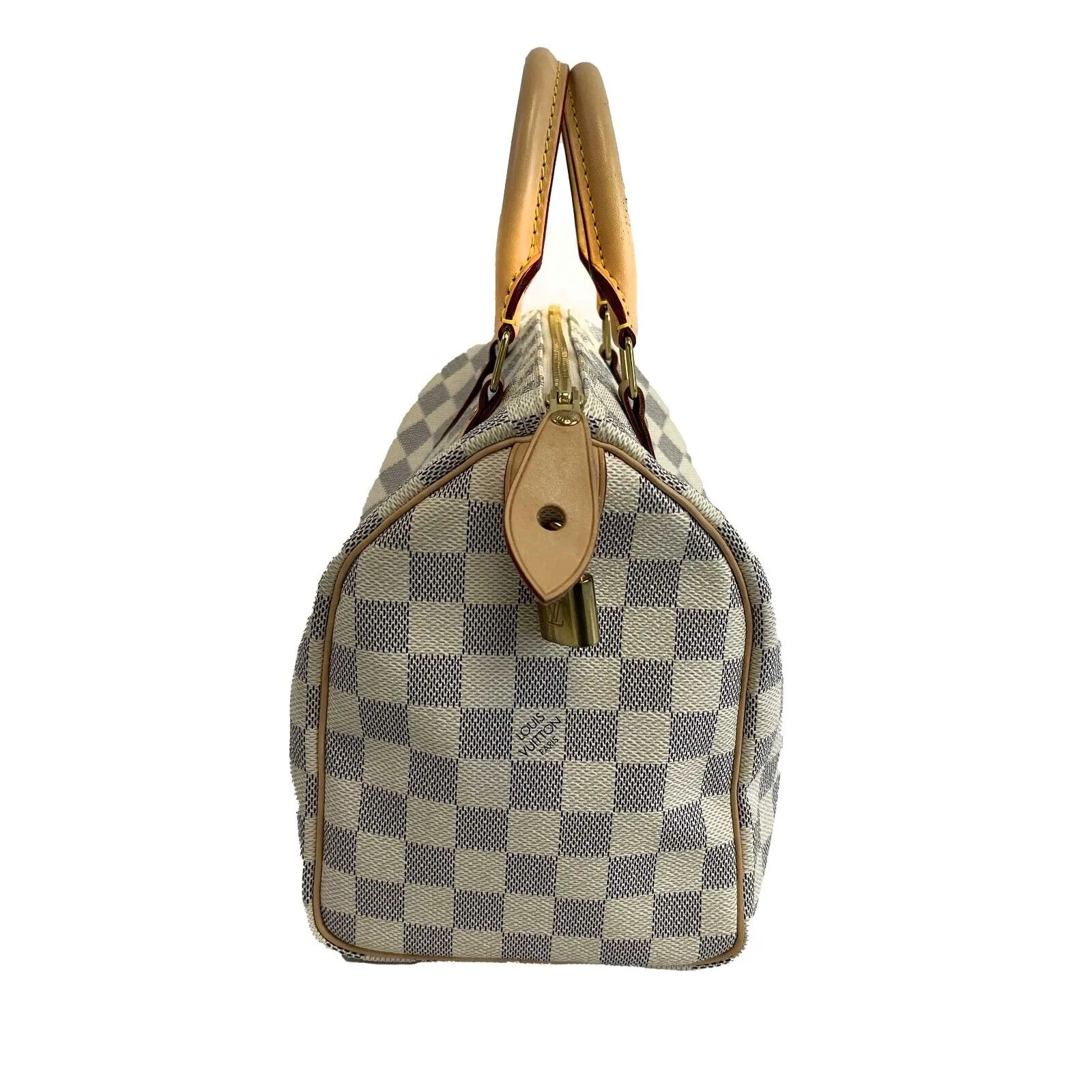 Louis Vuitton - Excellent - Damier Azur Speedy 25 - White / Blue Top Handle