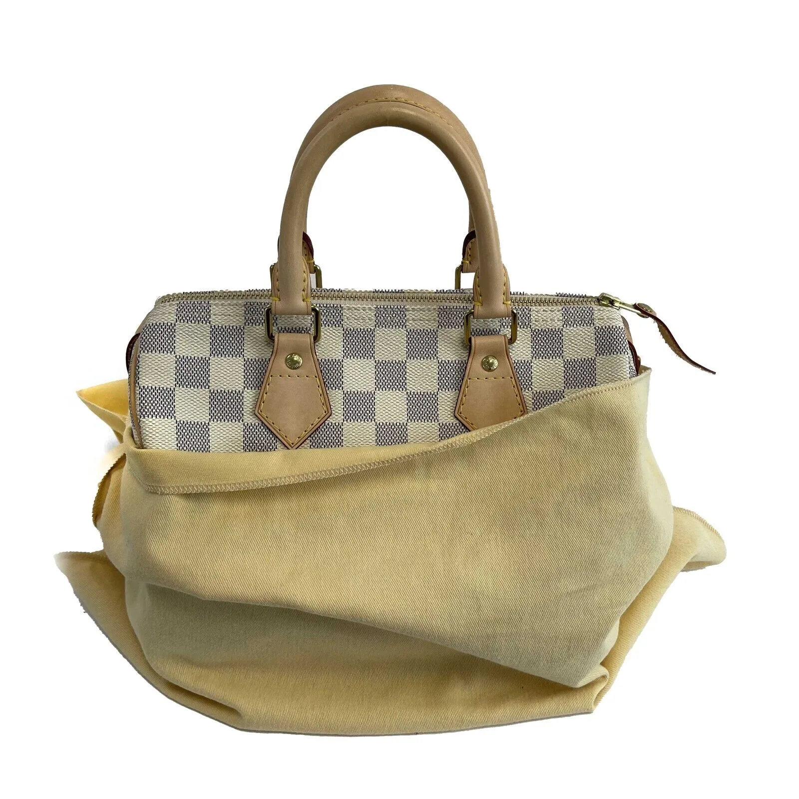 Louis Vuitton - Excellent - Damier Azur Speedy 25 - White / Blue Top Handle