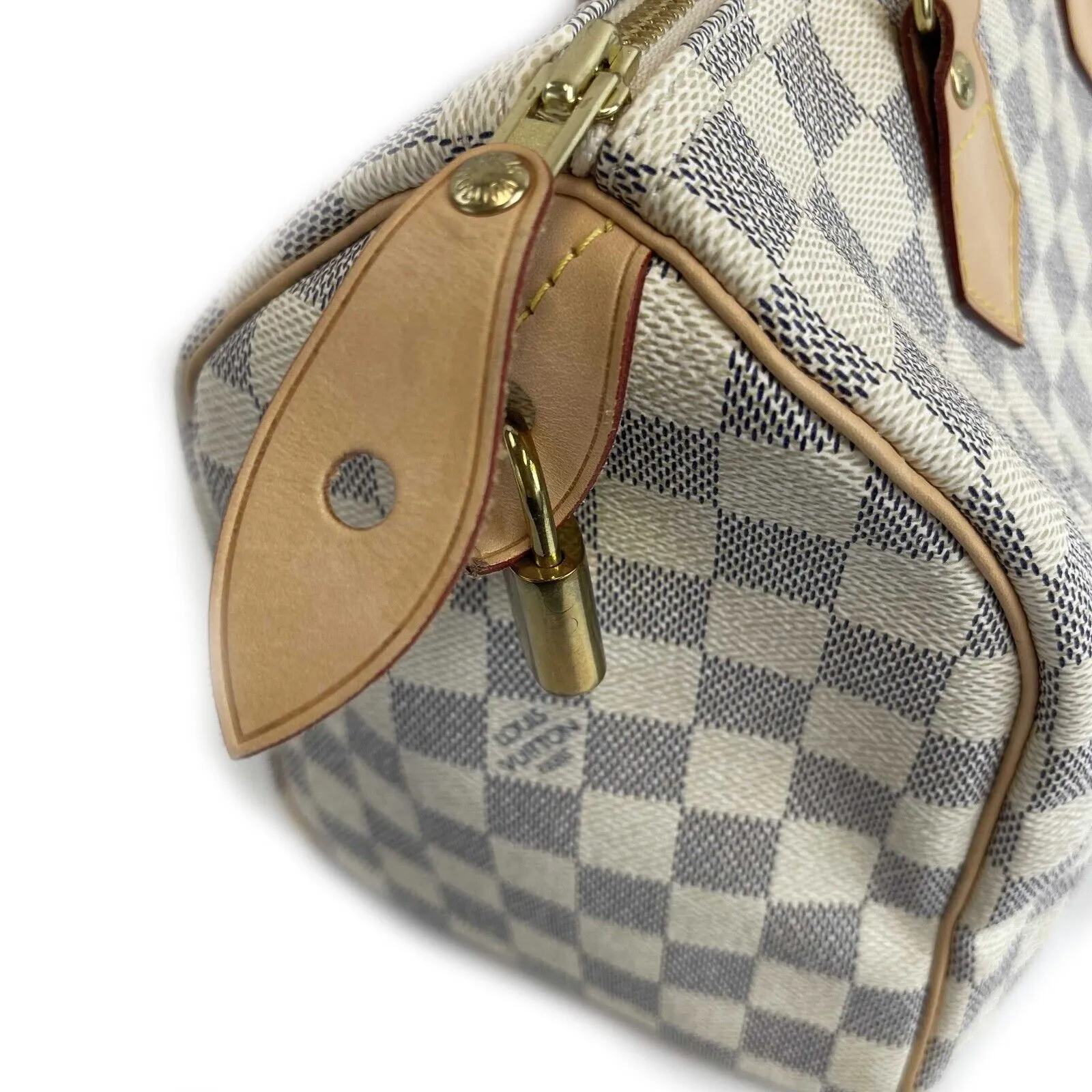 Louis Vuitton - Excellent - Damier Azur Speedy 25 - White / Blue Top Handle