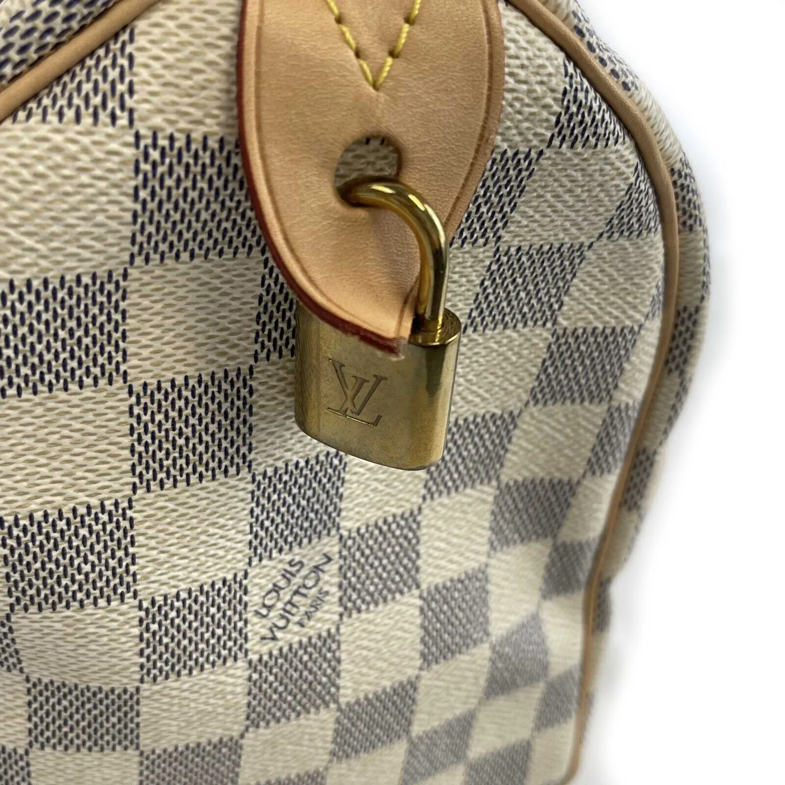 Louis Vuitton - Excellent - Damier Azur Speedy 25 - White / Blue Top Handle