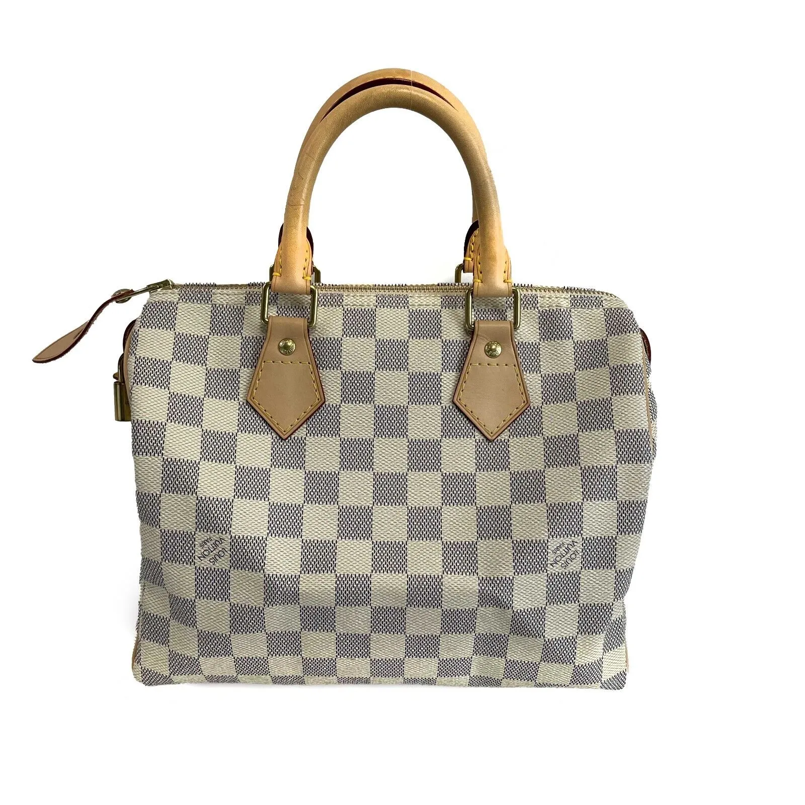 Louis Vuitton - Excellent - Damier Azur Speedy 25 - White / Blue Top Handle