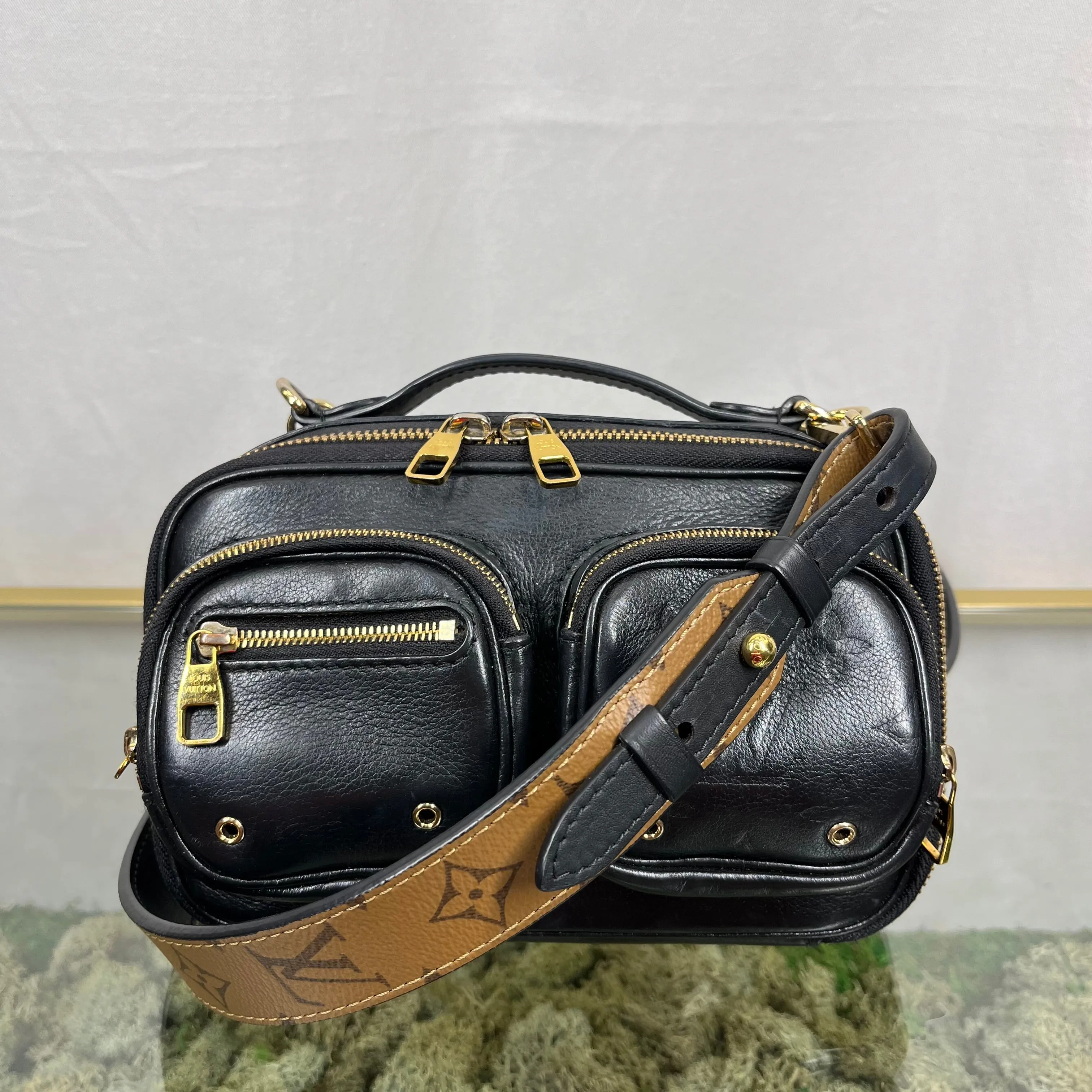 LOUIS VUITTON Monogram Embossed Utility Black Crossbody