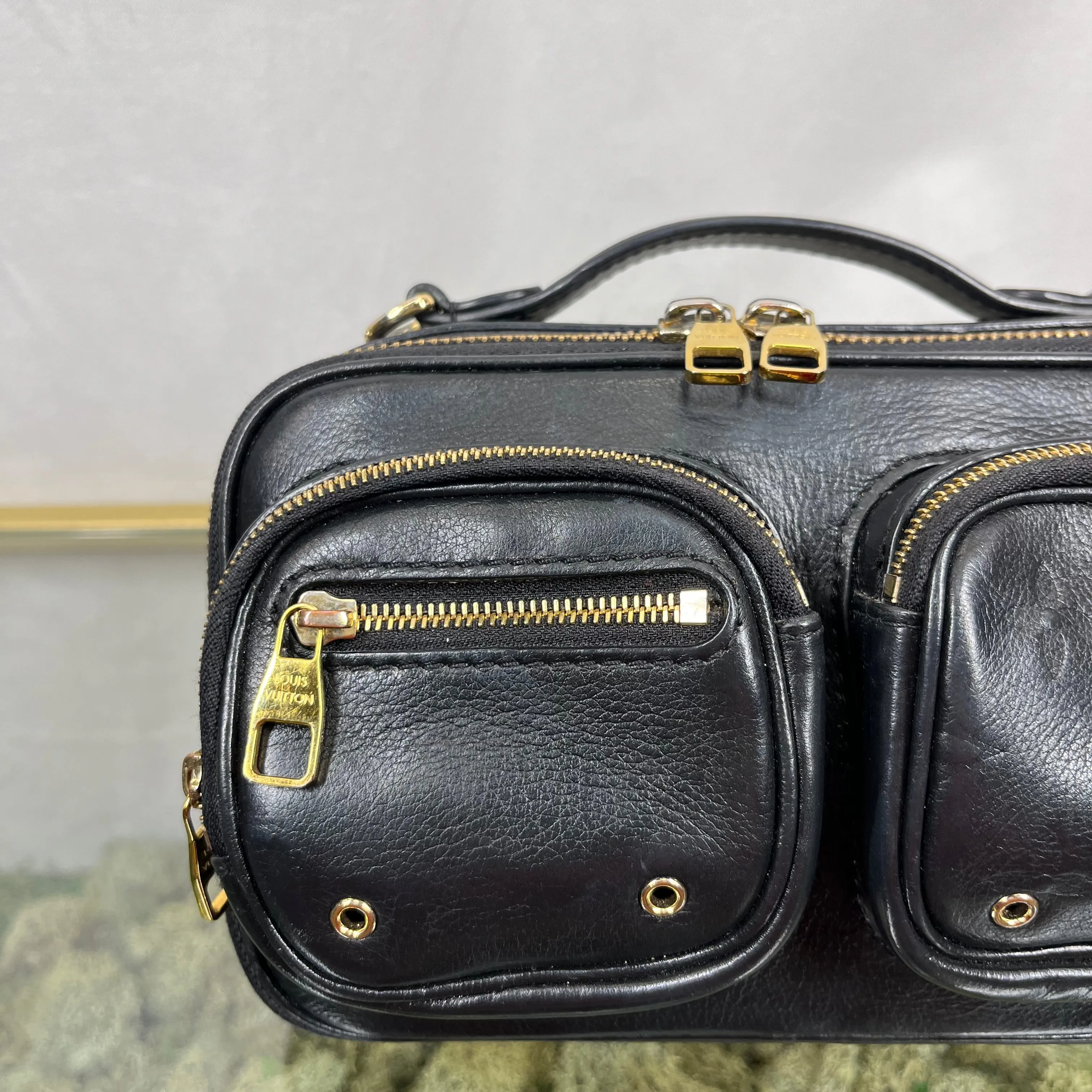 LOUIS VUITTON Monogram Embossed Utility Black Crossbody