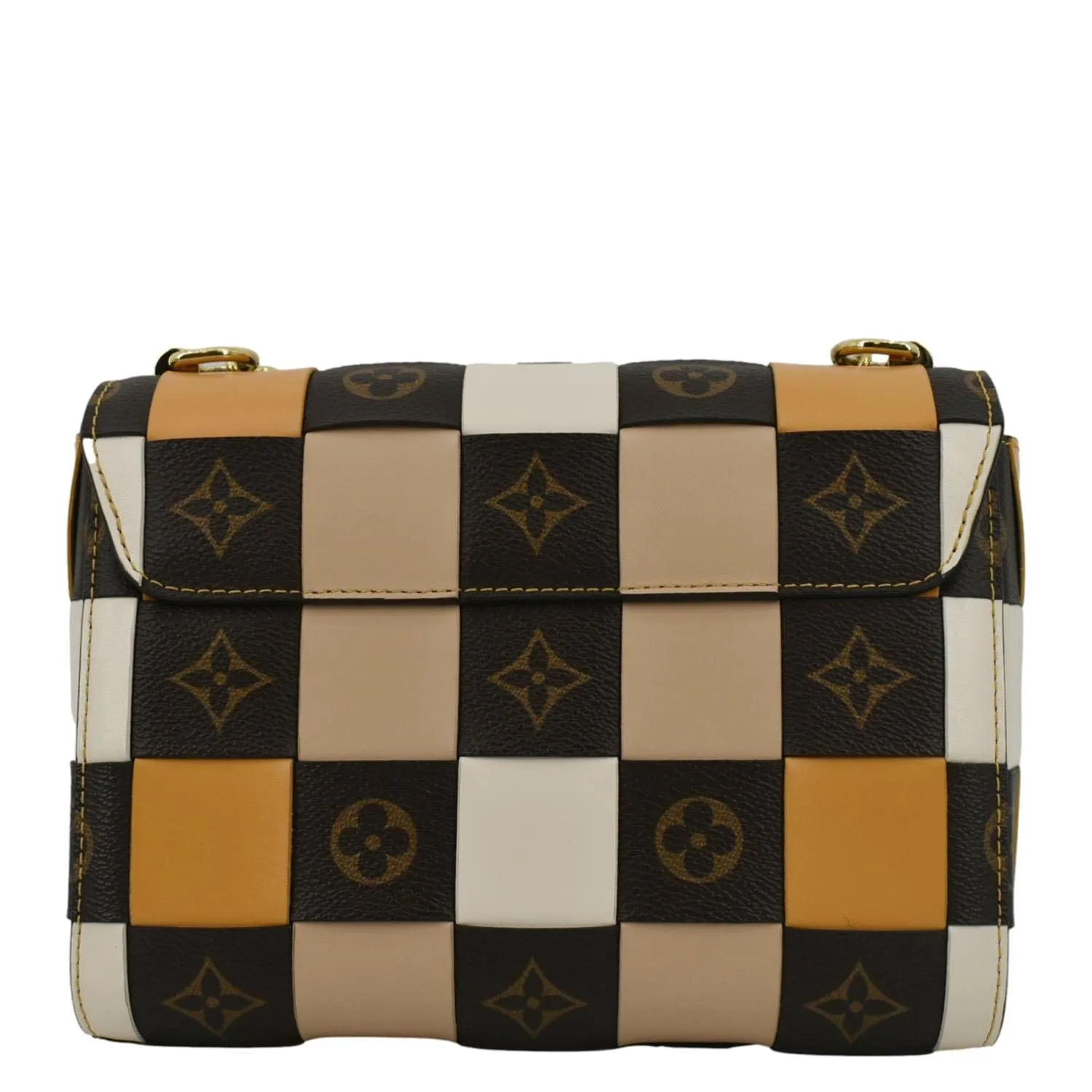 Louis Vuitton Twist MM Monogram Check Leather Shoulder Bag Orange