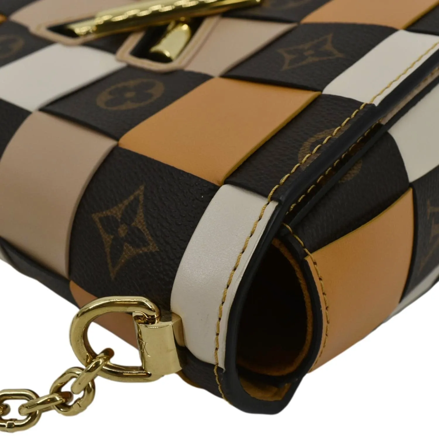 Louis Vuitton Twist MM Monogram Check Leather Shoulder Bag Orange