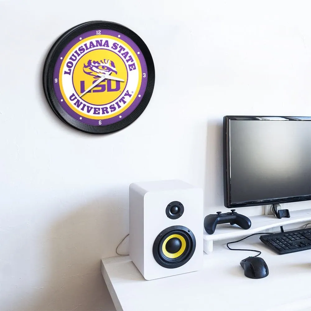 LSU Tigers: Ribbed Frame Wall Clock