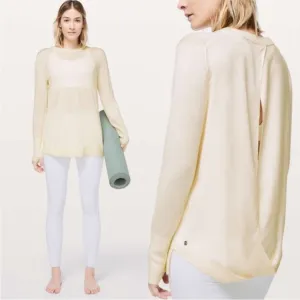 Lululemon Still At Ease Open Back Off White Ivory Cream Sweater Size M no sz tag