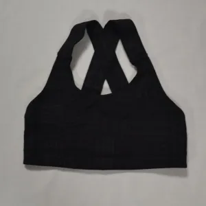 Lululemon Womens All Sport Bra Size 6 Classic Manifesto Embossed Black Yoga Run