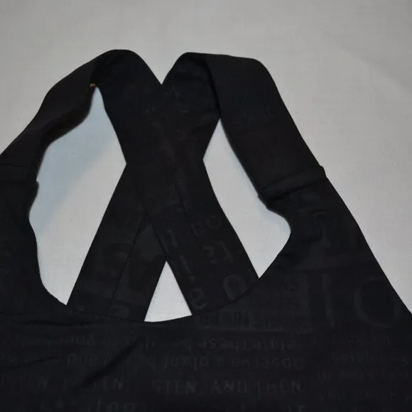Lululemon Womens All Sport Bra Size 6 Classic Manifesto Embossed Black Yoga Run