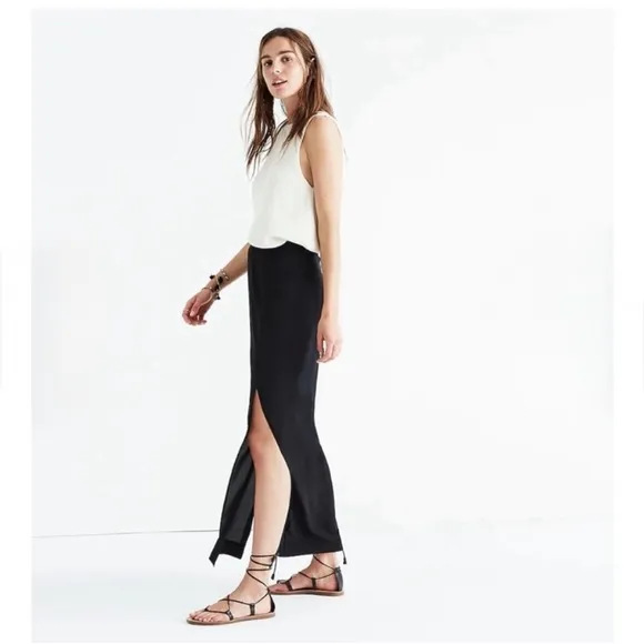 Madewell 100% Silk Two-Slit Maxi Skirt