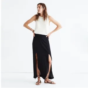 Madewell 100% Silk Two-Slit Maxi Skirt