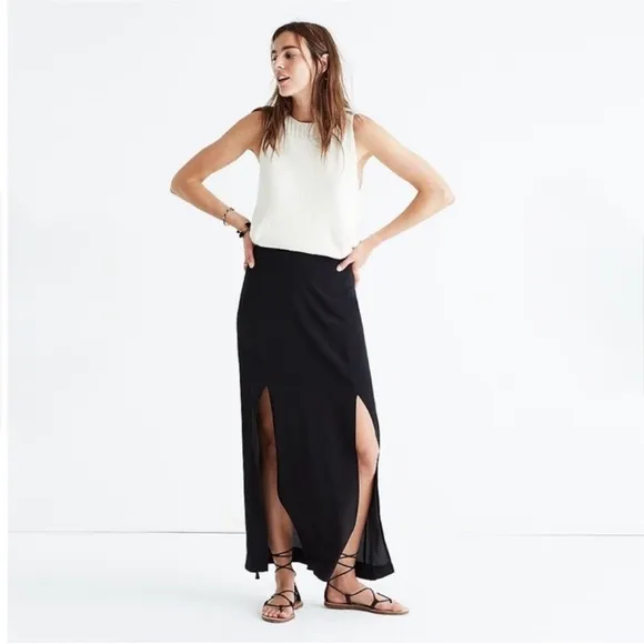 Madewell 100% Silk Two-Slit Maxi Skirt