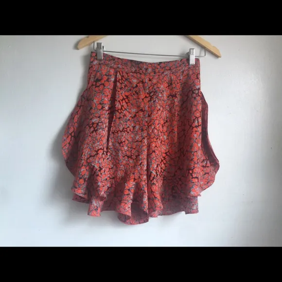 MAJE Imona Printed Ruffle Shorts