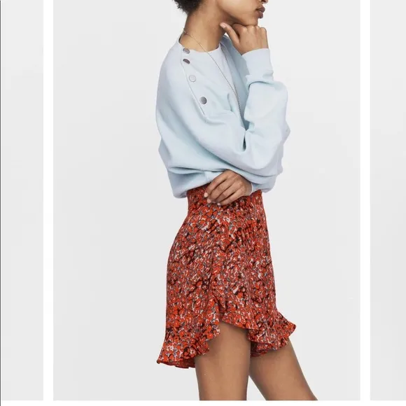 MAJE Imona Printed Ruffle Shorts