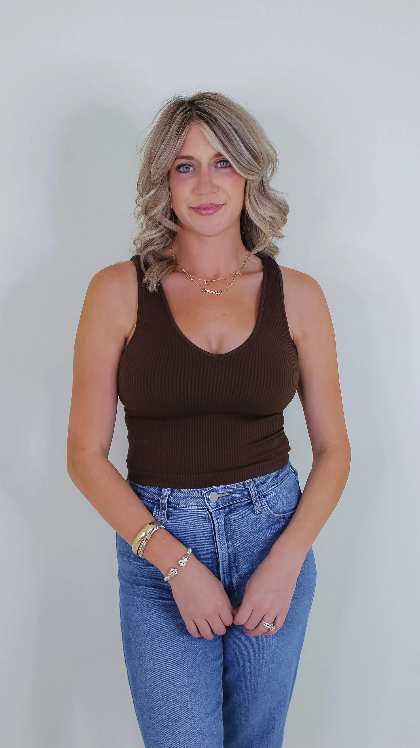 Mave Ribbed Tank - Coffee Bean