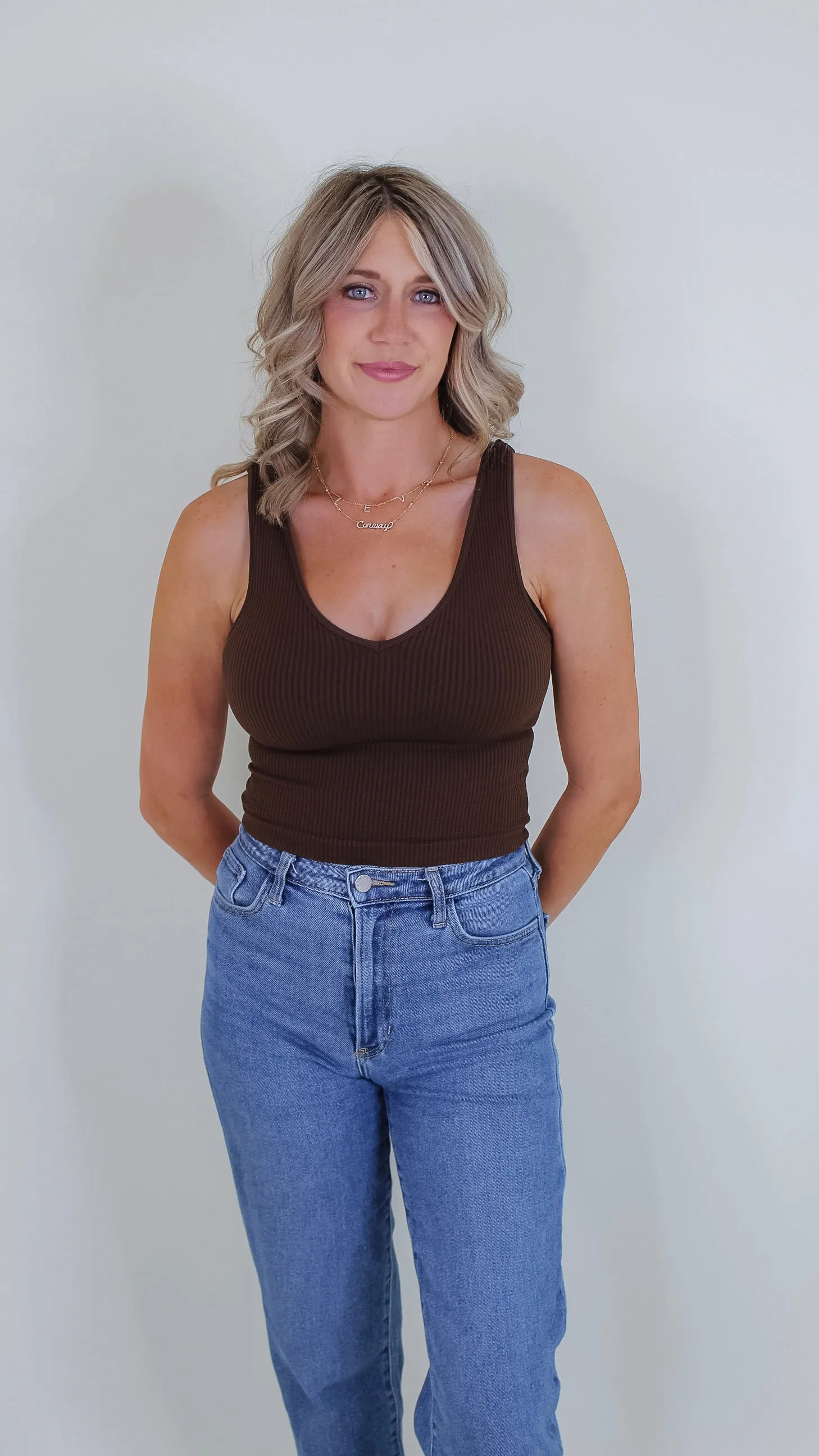 Mave Ribbed Tank - Coffee Bean