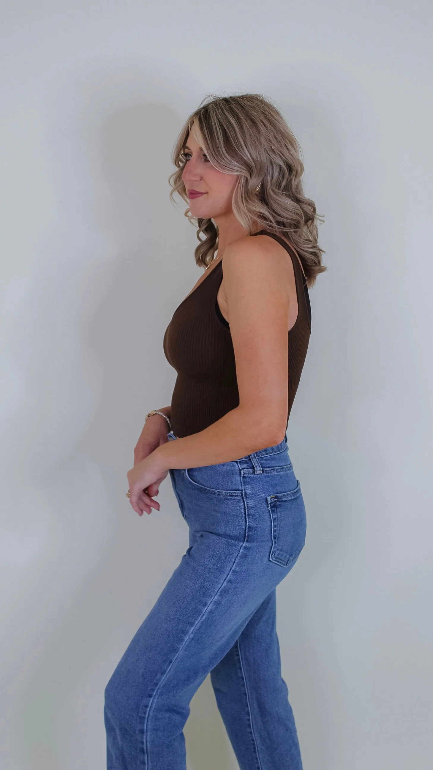 Mave Ribbed Tank - Coffee Bean