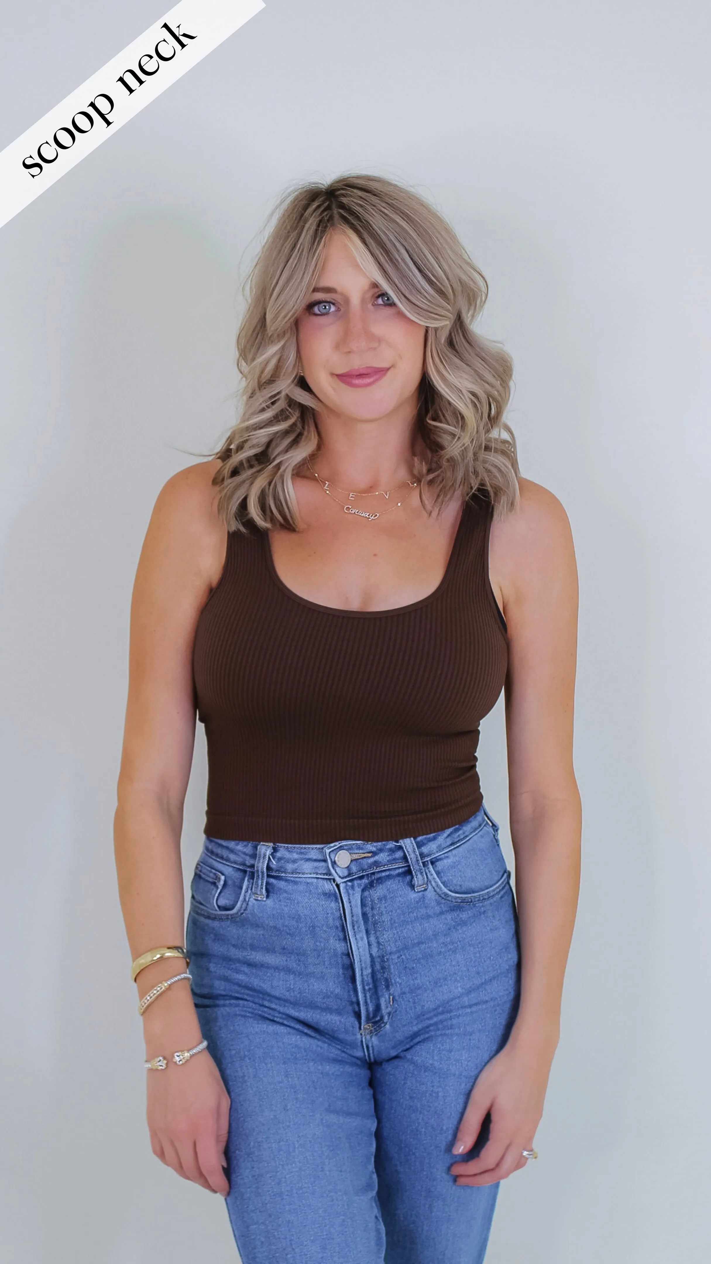 Mave Ribbed Tank - Coffee Bean