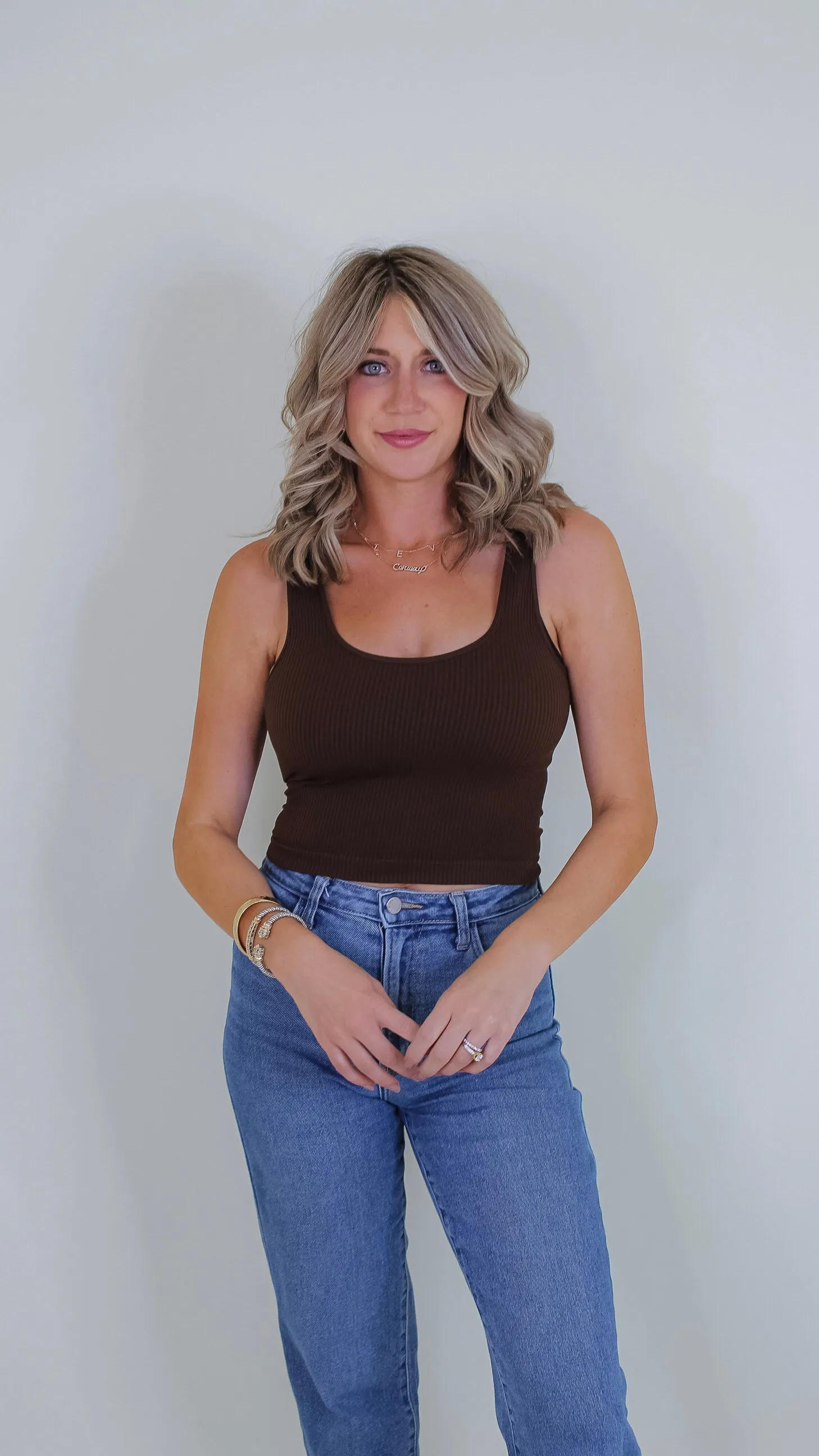 Mave Ribbed Tank - Coffee Bean