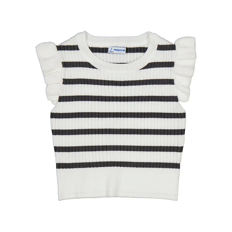 Mayoral Girls Short Sleeved Ribbed Top