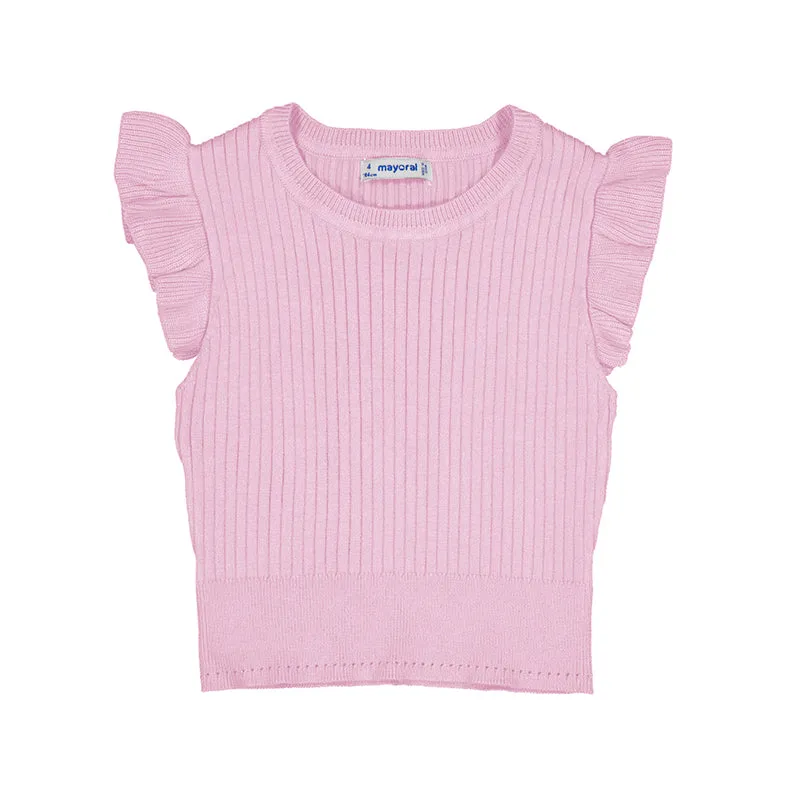 Mayoral Girls Short Sleeved Ribbed Top