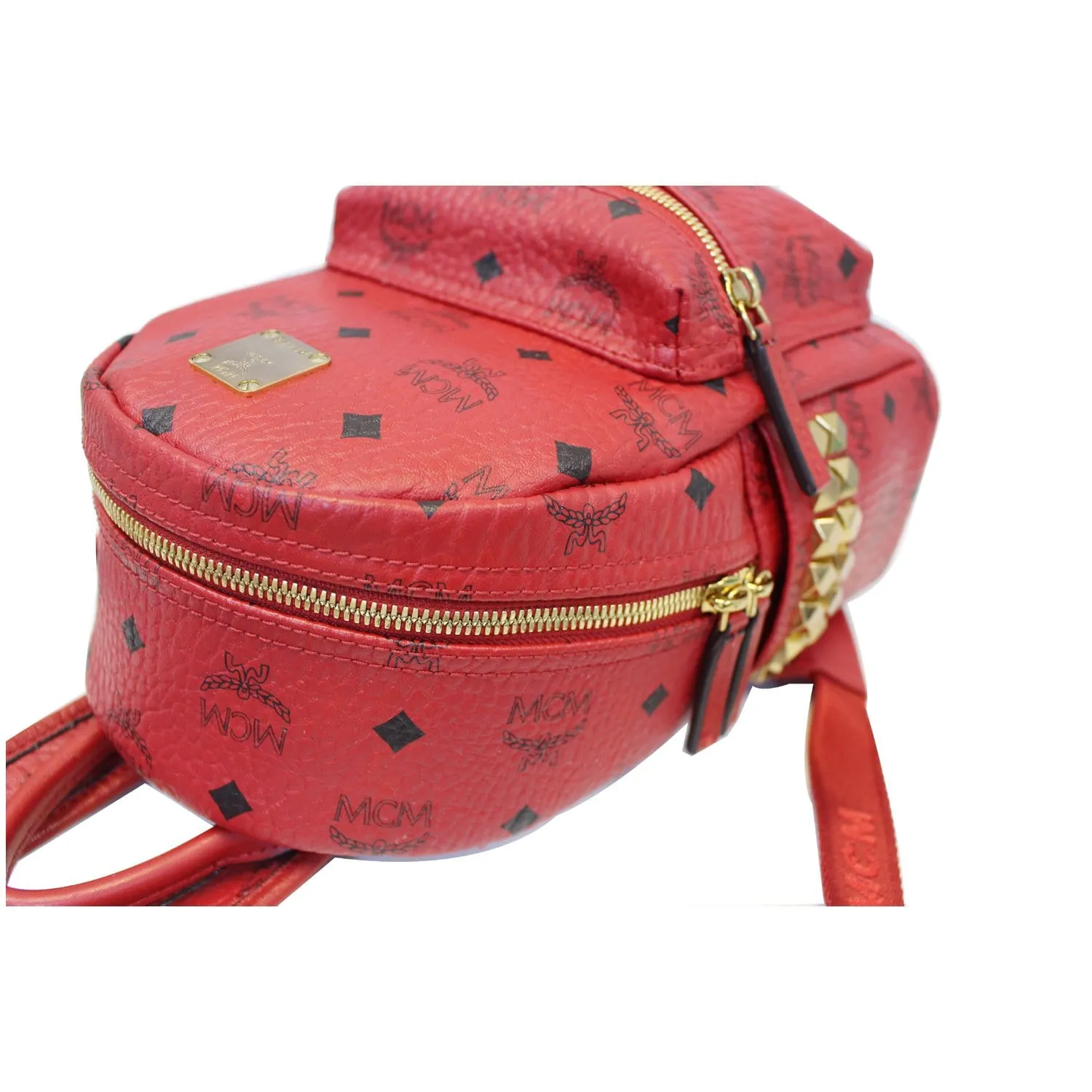 MCM Mini Stark Side Stud Backpack Bag Red