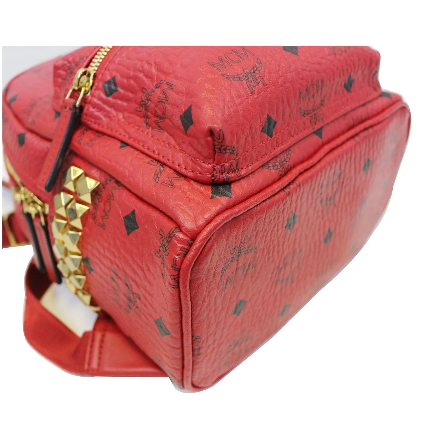 MCM Mini Stark Side Stud Backpack Bag Red