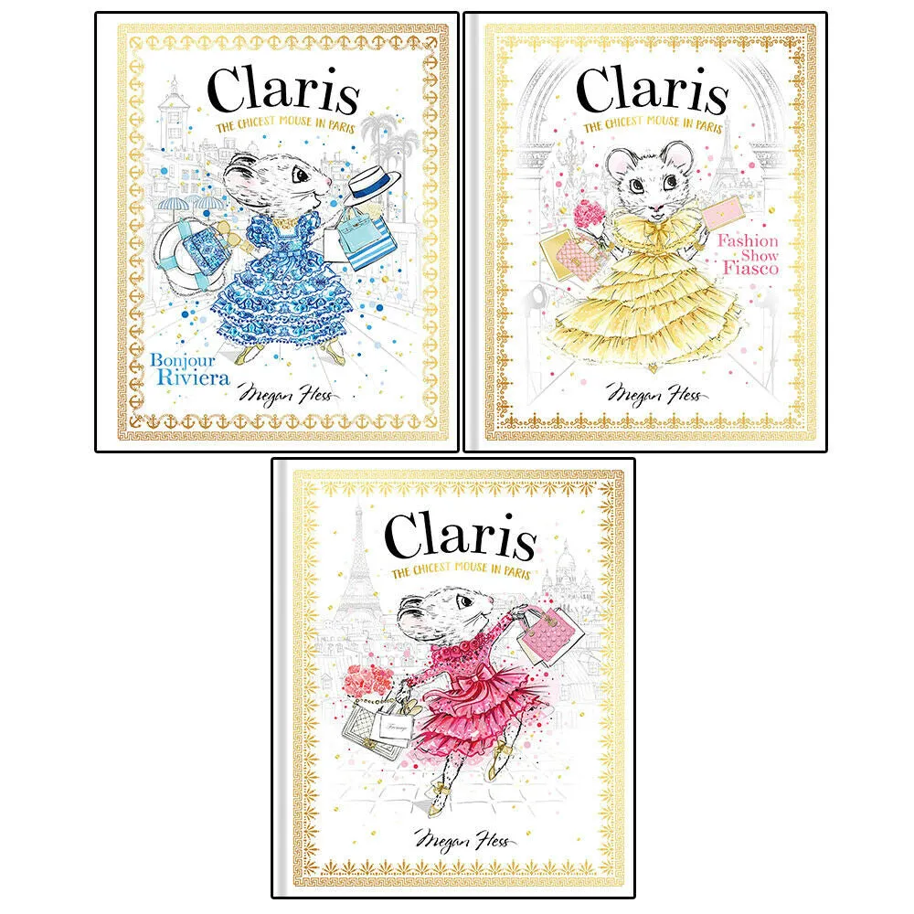 Megan Hess 3 Books Collection Set(Claris Bonjour, Fashion, Chicest) Hardback NEW