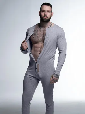 Mens Ribbed Onesie - Melange Grey