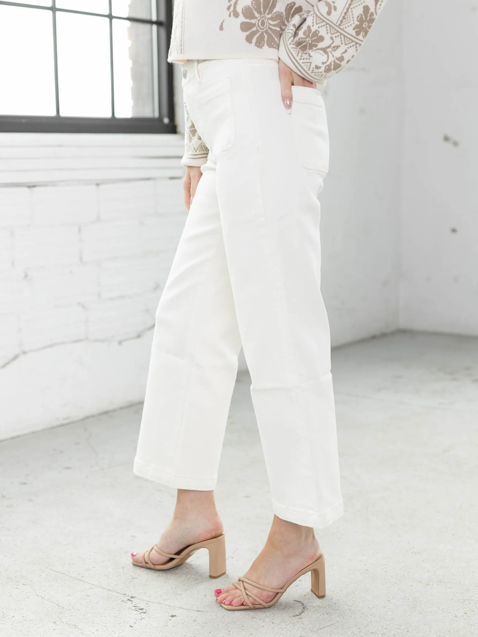 MICA White Chocolate High Rise Cropped Wide Leg