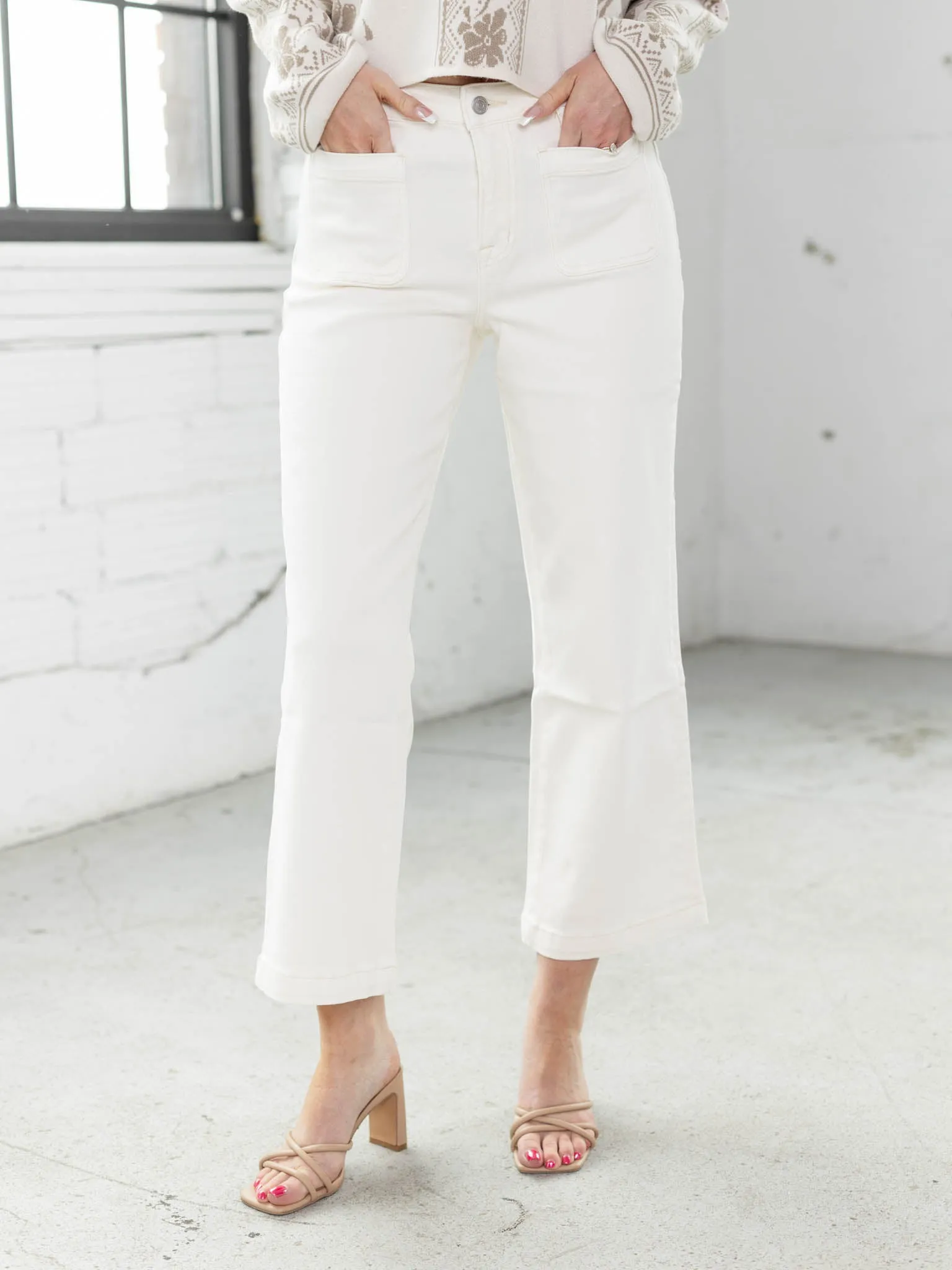 MICA White Chocolate High Rise Cropped Wide Leg