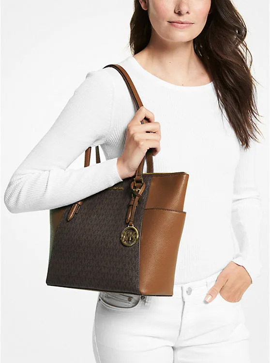 Michael Kors Charlotte Large Leather Top-Zip Tote Bag - 35T0GCFT3B