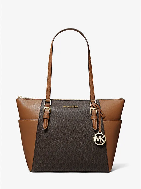 Michael Kors Charlotte Large Leather Top-Zip Tote Bag - 35T0GCFT3B
