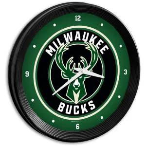 Milwaukee Bucks: Ribbed Frame Wall Clock