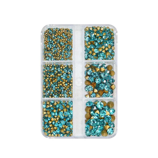 Mix Size 3D Sharp Diamond - 08# Cyan