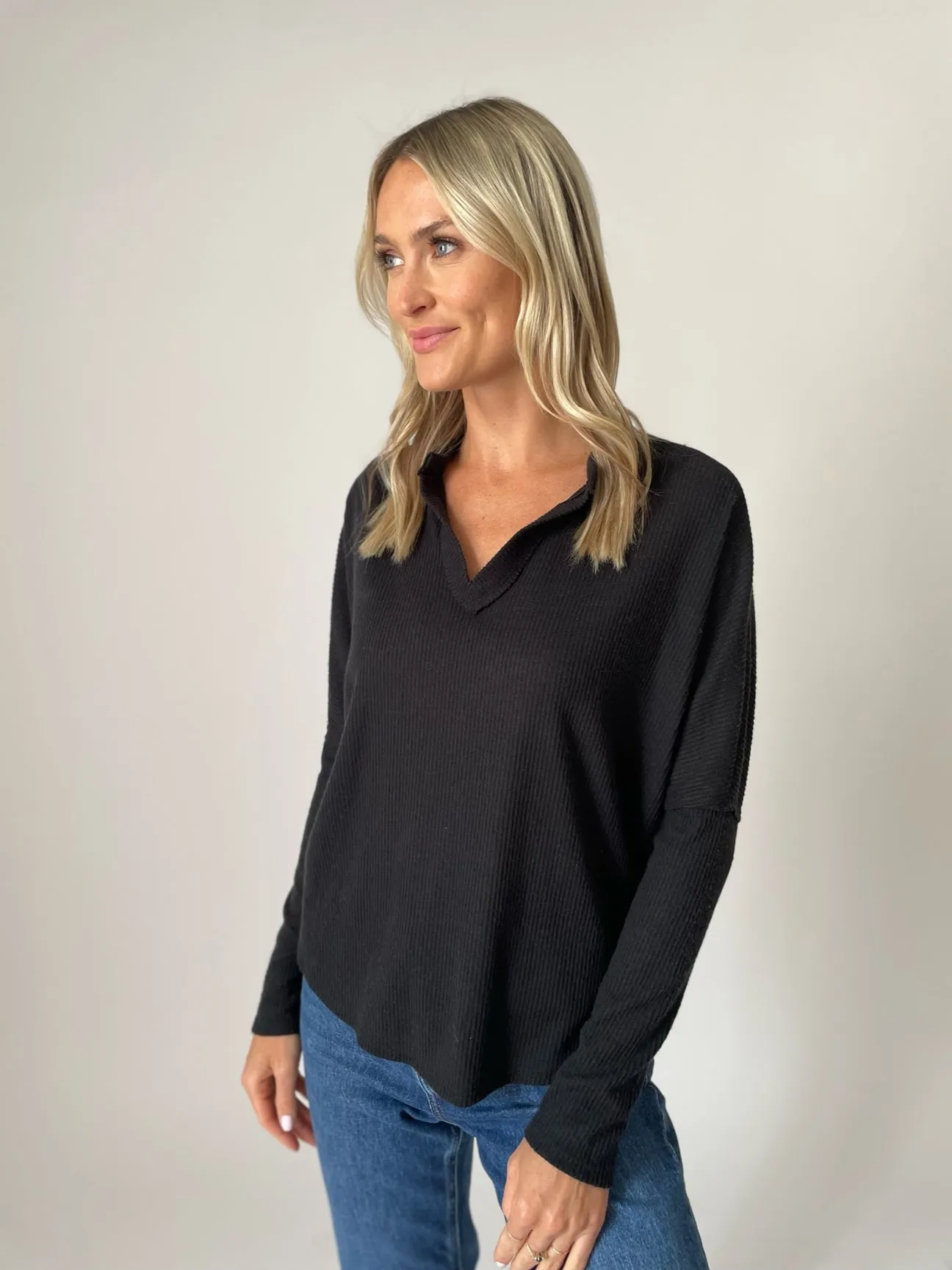 Molly Ribbed Top {Black}