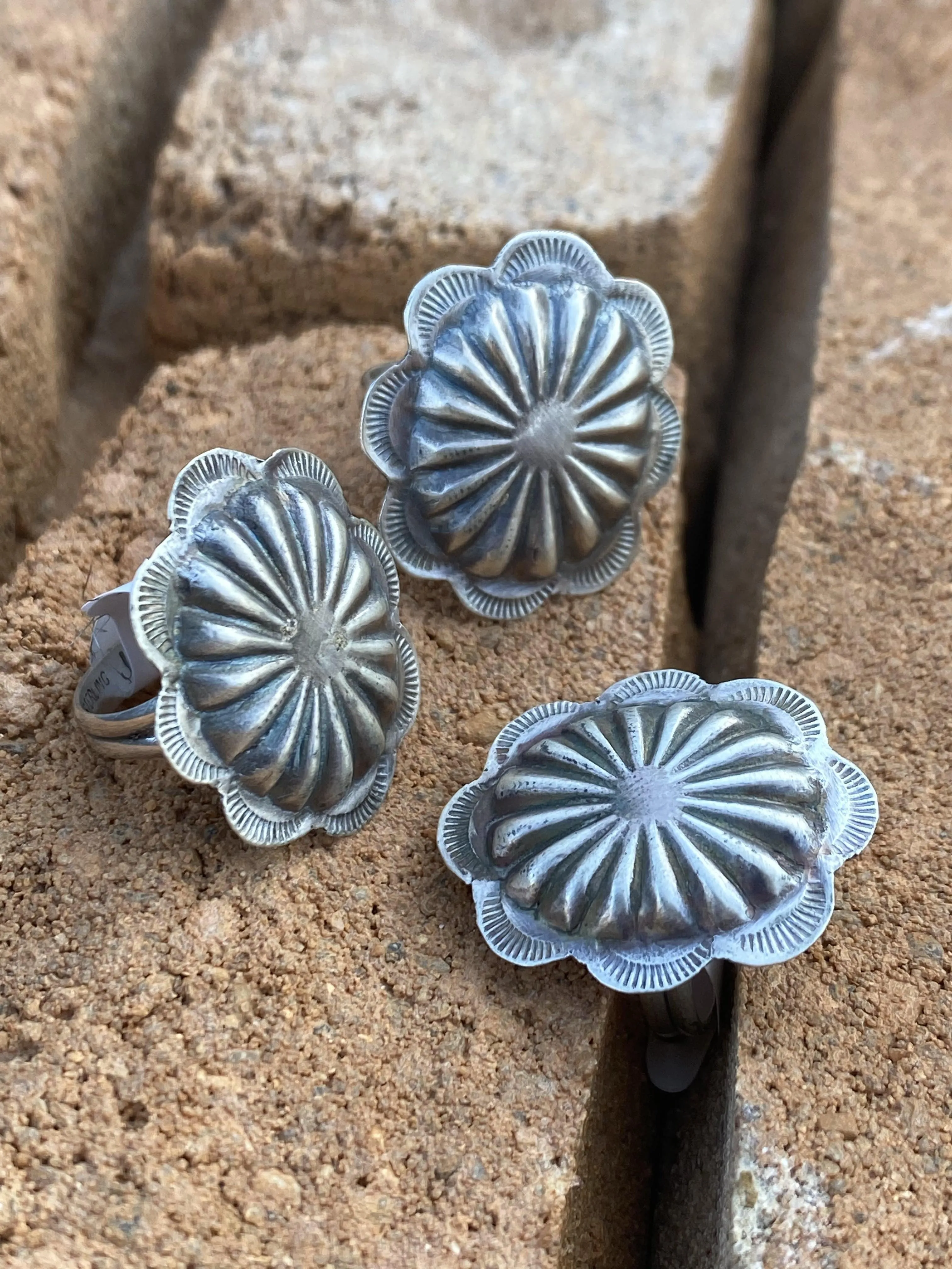 Monica Sterling Oval Concho Ring - 1.25"